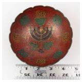 Brass Bowl with Hand-Painted Enamel Menorah - Vintage Israeli Judaica