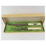 Northampton Nuguruk Carving Set - Stainless Blades, Ivory Scrimshaw Handles (2-Piece)