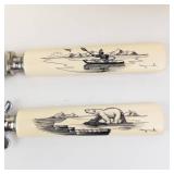 Northampton Nuguruk Carving Set - Stainless Blades, Ivory Scrimshaw Handles (2-Piece)