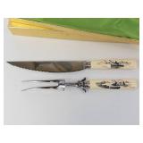 Northampton Nuguruk Carving Set - Stainless Blades, Ivory Scrimshaw Handles (2-Piece)