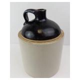 Vintage Stoneware Jug - Two-Tone Glaze: Dark Top, Cream Body