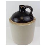 Vintage Stoneware Jug - Two-Tone Glaze: Dark Top, Cream Body