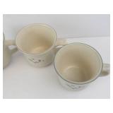 Pfaltzgraff Heirloom Mugs - 4-Pack Cream Beige Stoneware with Floral Motif