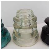 Hemingray Glass Insulators (Lot of 6) - Vintage Blue Teal Clear Brown