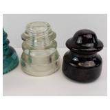 Hemingray Glass Insulators (Lot of 6) - Vintage Blue Teal Clear Brown