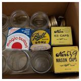 Mason Jars Assorted Sizes with Vintage Kerr Ball Caps & Dome Lids Original Packaging