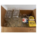 Mason Jars Assorted Sizes with Vintage Kerr Ball Caps & Dome Lids Original Packaging
