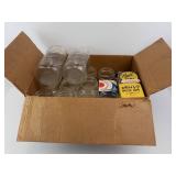 Mason Jars Assorted Sizes with Vintage Kerr Ball Caps & Dome Lids Original Packaging