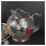 Glassware Assortment - Cruet with Stopper, Painted Fruit Pitcher, Butter Dishes