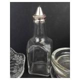 Glassware Assortment - Cruet with Stopper, Painted Fruit Pitcher, Butter Dishes