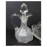Glassware Assortment - Cruet with Stopper, Painted Fruit Pitcher, Butter Dishes