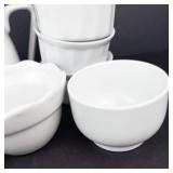 White Ceramic Tableware: Pitcher, Bowls, Platters & Pots