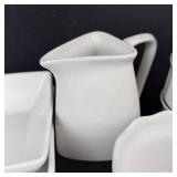 White Ceramic Tableware: Pitcher, Bowls, Platters & Pots