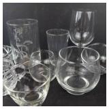 Crystal Glassware Assortment - Glasses, Bowls, 3 Shot Glasses, Sugar & Creamer Dishes