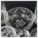 Crystal Glassware Assortment - Glasses, Bowls, 3 Shot Glasses, Sugar & Creamer Dishes