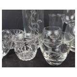 Crystal Glassware Assortment - Glasses, Bowls, 3 Shot Glasses, Sugar & Creamer Dishes