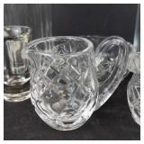 Crystal Glassware Assortment - Glasses, Bowls, 3 Shot Glasses, Sugar & Creamer Dishes