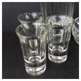 Crystal Glassware Assortment - Glasses, Bowls, 3 Shot Glasses, Sugar & Creamer Dishes