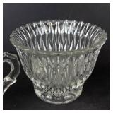 Indiana Glass Diamond Point Creamer - Libbey Sugar Bowl w/Lid - Glass Leaf Dish