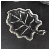 Indiana Glass Diamond Point Creamer - Libbey Sugar Bowl w/Lid - Glass Leaf Dish