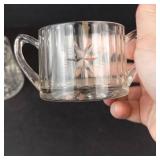 Crystal Glass Sugar & Creamer Sets (2) - Glass Punch Cups (2)