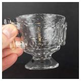 Crystal Demitasse Cups - Set of 2, Pedestal Base, Etched Leaf/Starburst Pattern