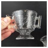 Crystal Demitasse Cups - Set of 2, Pedestal Base, Etched Leaf/Starburst Pattern