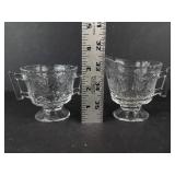 Crystal Demitasse Cups - Set of 2, Pedestal Base, Etched Leaf/Starburst Pattern