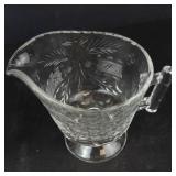 Crystal Demitasse Cups - Set of 2, Pedestal Base, Etched Leaf/Starburst Pattern