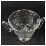 Crystal Demitasse Cups - Set of 2, Pedestal Base, Etched Leaf/Starburst Pattern