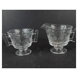 Crystal Demitasse Cups - Set of 2, Pedestal Base, Etched Leaf/Starburst Pattern
