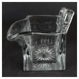 Crystal Teacups with Square Handles & Creamer - Starburst Pattern (Lot of 5)