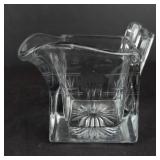 Crystal Teacups with Square Handles & Creamer - Starburst Pattern (Lot of 5)