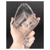 Crystal Teacups with Square Handles & Creamer - Starburst Pattern (Lot of 5)