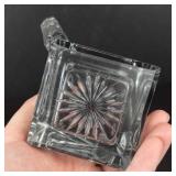 Crystal Teacups with Square Handles & Creamer - Starburst Pattern (Lot of 5)