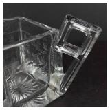 Crystal Teacups with Square Handles & Creamer - Starburst Pattern (Lot of 5)