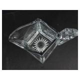 Crystal Teacups with Square Handles & Creamer - Starburst Pattern (Lot of 5)