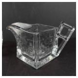 Crystal Teacups with Square Handles & Creamer - Starburst Pattern (Lot of 5)