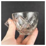 Crystal Teacups with Square Handles & Creamer - Starburst Pattern (Lot of 5)