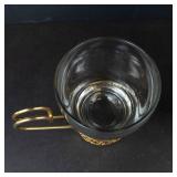 Libbey Vintage Greek Key Continental Coffee Cups - 3-Piece Set with Gold Handles