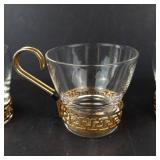 Libbey Vintage Greek Key Continental Coffee Cups - 3-Piece Set with Gold Handles