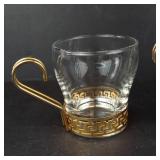 Libbey Vintage Greek Key Continental Coffee Cups - 3-Piece Set with Gold Handles