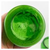 Green Glass Vases - Pair (Tall Textured Vase & Short Ribbed Vase)