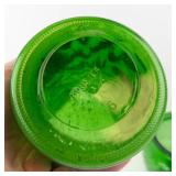 Green Glass Vases - Pair (Tall Textured Vase & Short Ribbed Vase)