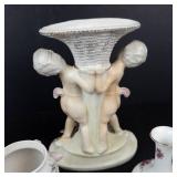 Belleek Toy Panel Bud Vases (2) - Chase Cherub Bud Vase - Noritake Bud Vase - Hand-Shaped Bud Vase