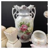 Belleek Toy Panel Bud Vases (2) - Chase Cherub Bud Vase - Noritake Bud Vase - Hand-Shaped Bud Vase