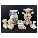 Belleek Toy Panel Bud Vases (2) - Chase Cherub Bud Vase - Noritake Bud Vase - Hand-Shaped Bud Vase