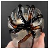 Handmade Glass Vase with Black and Bronze Stripes - Tall Clear Glass Vase