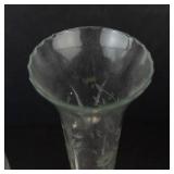 Vintage Etched Glass Bud Vases with Weighted Sterling Silver Bases (Lot of 2)