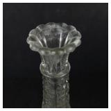 Crystal Bud Vases Pair - 9-Inch Tall Clear Cut Glass with Starburst Pattern